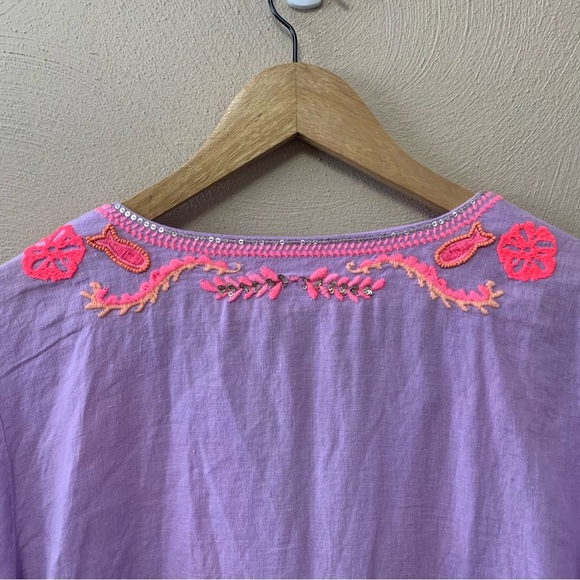 Lilly Pulitzer Amelia Island Tunic Lilac Verbena Linen Size Large Purple Pink - Picture 9 of 14